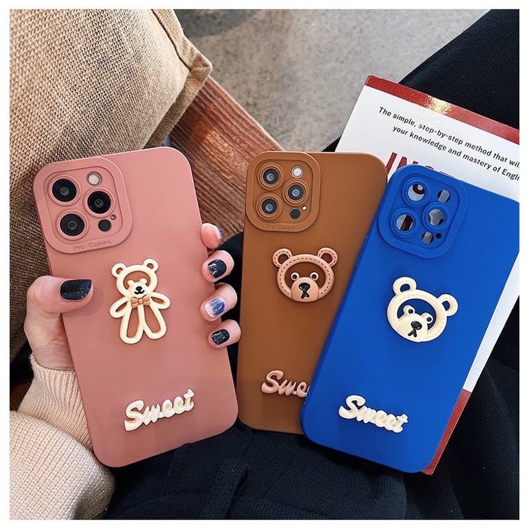 Ốp Lưng Basic Camera Nổi - Mẫu Gấu Sweet Nổi