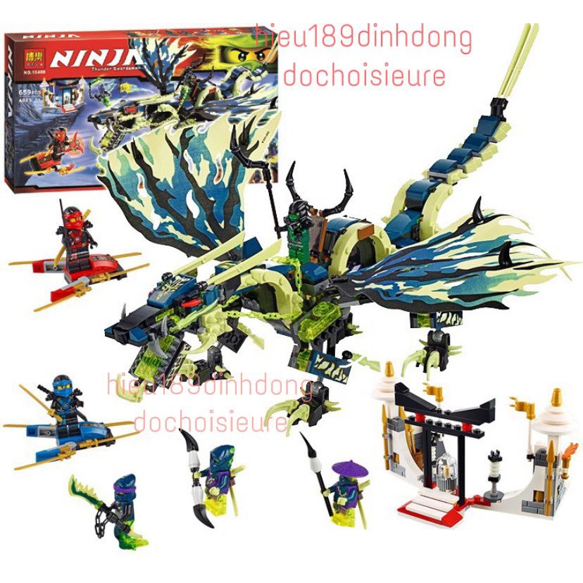 Lắp ráp xếp hình NOT LEGO NINJAGO MOVIE 70736 LEPIN 06018 BELA 10400 : Cuộc tấn công của Rồng Ma Morro 659 mảnh