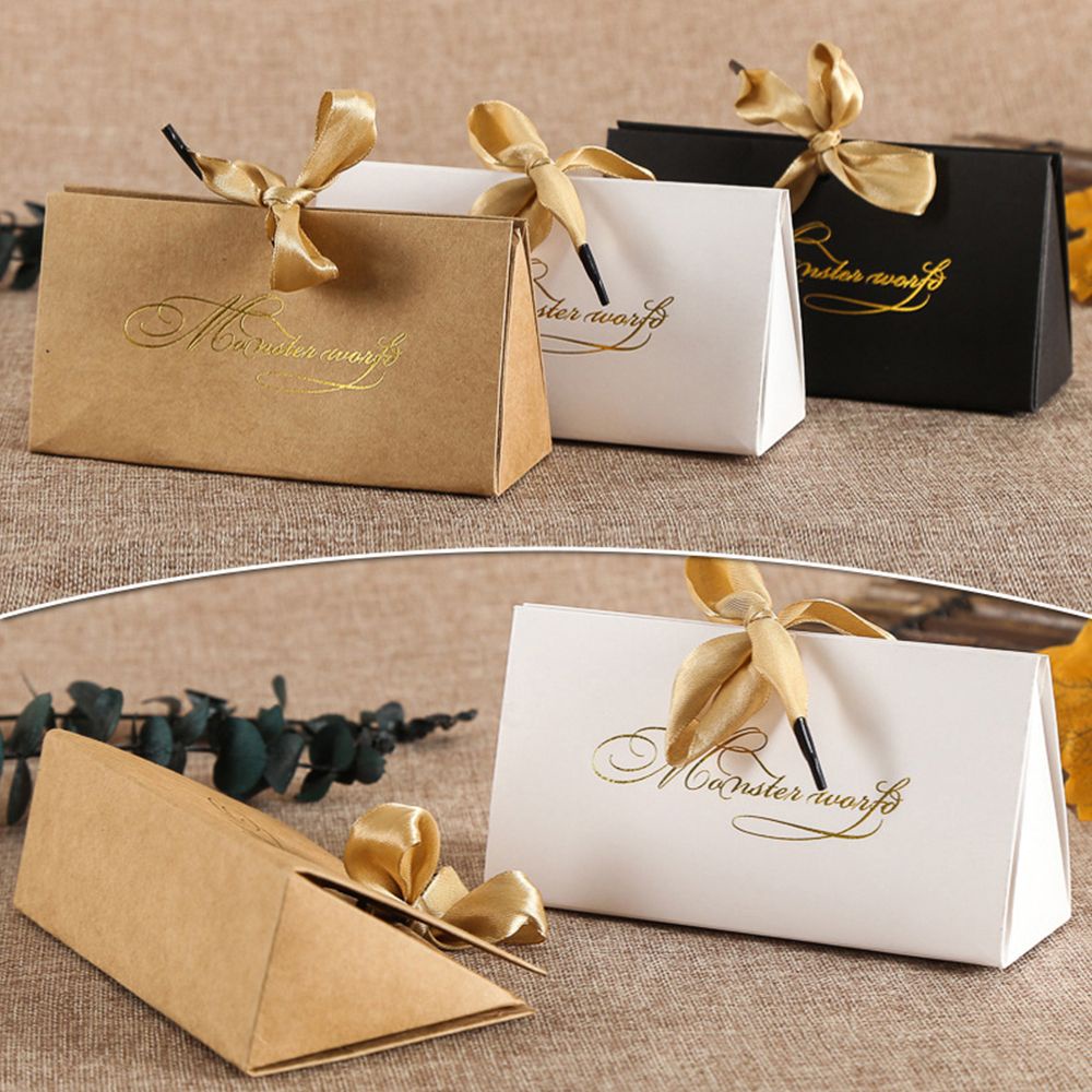 Hộp đựng quà/ nước hoa/ son môi/ socola hình tam giác thiết kế đơn giản chất lượng cao thời trang DIY