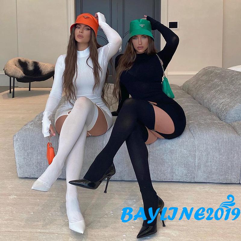 Set Đầm Ôm Dài Tay Cổ Lọ Màu Sắc Thời Trang Nữ