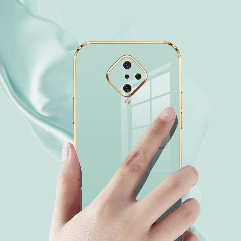 Ốp Điện Thoại Mềm Hình Vuông Mạ Viền Sang Trọng Có Dây Đeo Cho Vivo S1 PRO Y9S IQOO NEO