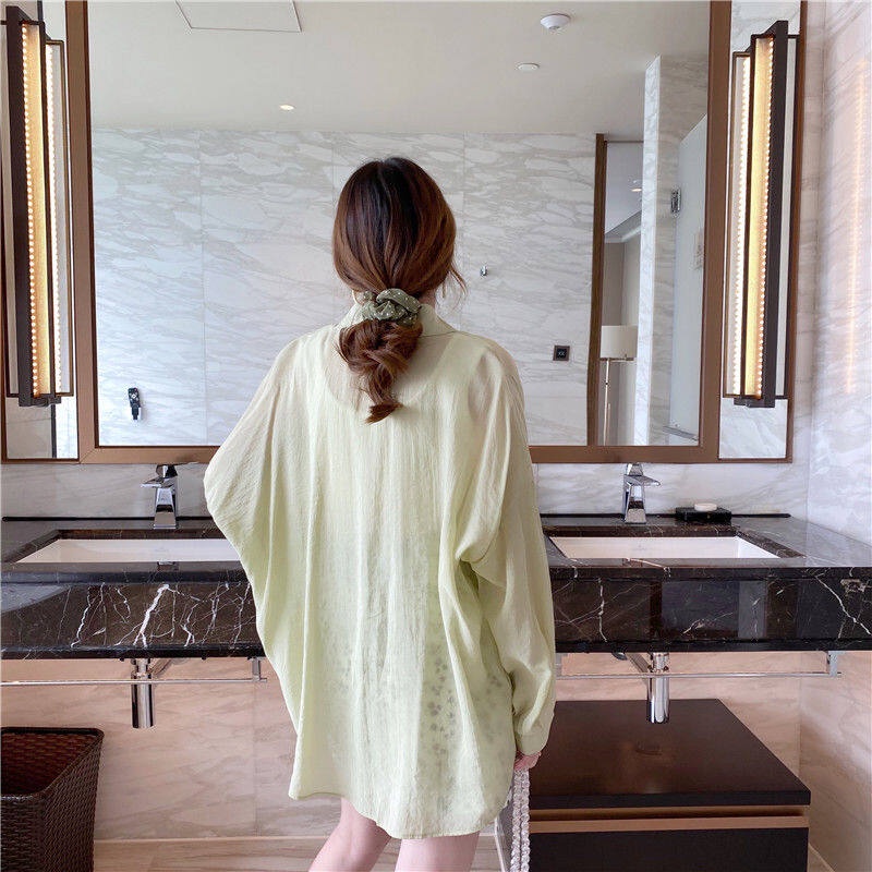 Áo sơ mi IELGY chiffon tay dài dáng rộng màu sắc ngọt ngào thời trang mùa hè cho nữ