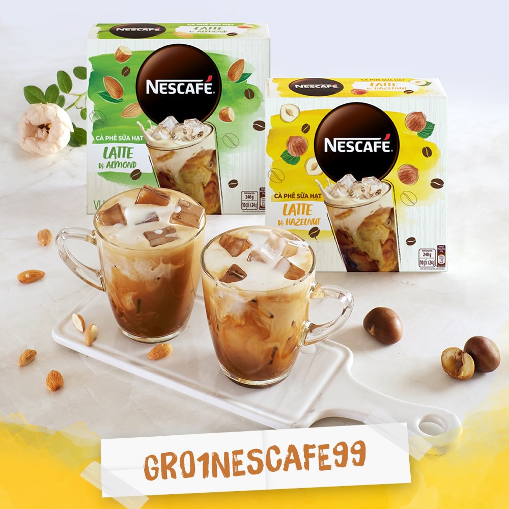 Cafe Nescafe Hạt Phỉ & Hạnh Nhân hộp 10 gói (240g/hộp)