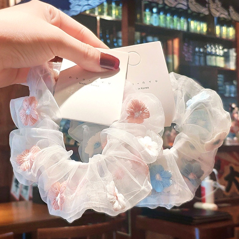 Dây Vải Buộc Tóc Nữ Co Giãn Họa Tiết Bông Hoa Xinh Xắn Trẻ Trung Thời Trang Nữ
