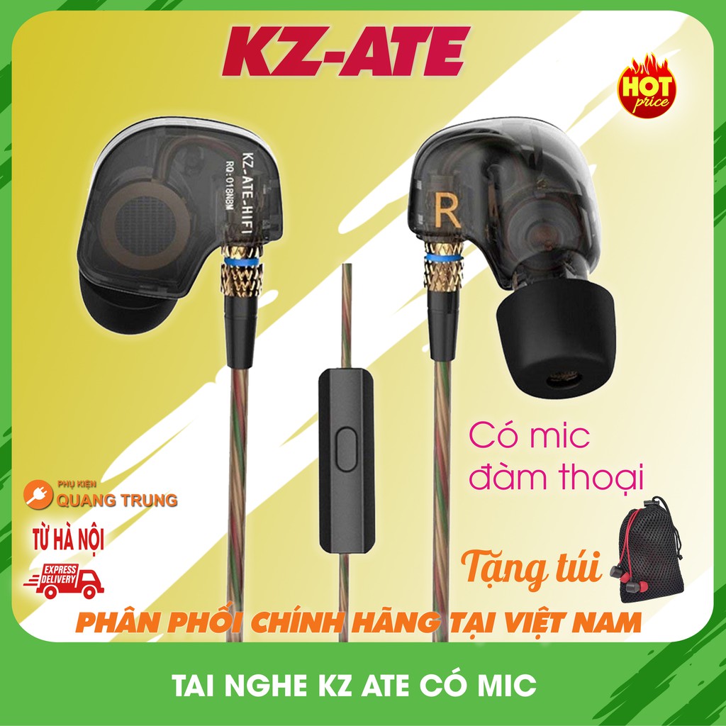 TAI NGHE KZ ATE HIFI SIÊU HAY ( CÓ MIC)|TẶNG NGAY TÚI LƯỚI