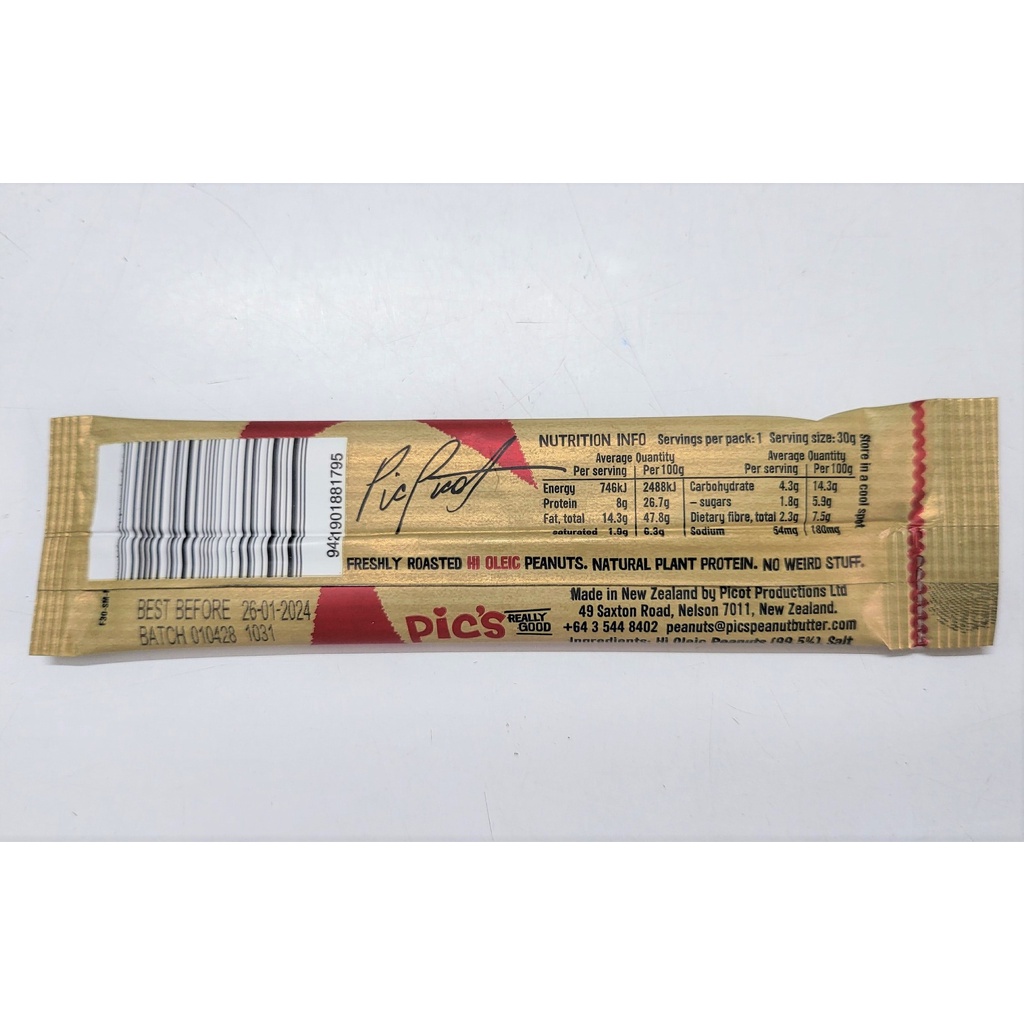 [Gói nhỏ 30g] BƠ ĐẬU PHỘNG MỊN [New Zealand] PIC’S Peanut Butter Slug (nvt)