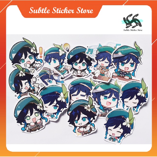 [Set 10/15 cái] Sticker Genshin Impact Venti chống nước dán trang trí mũ bảo hiểm, vali, điện thoại, laptop...