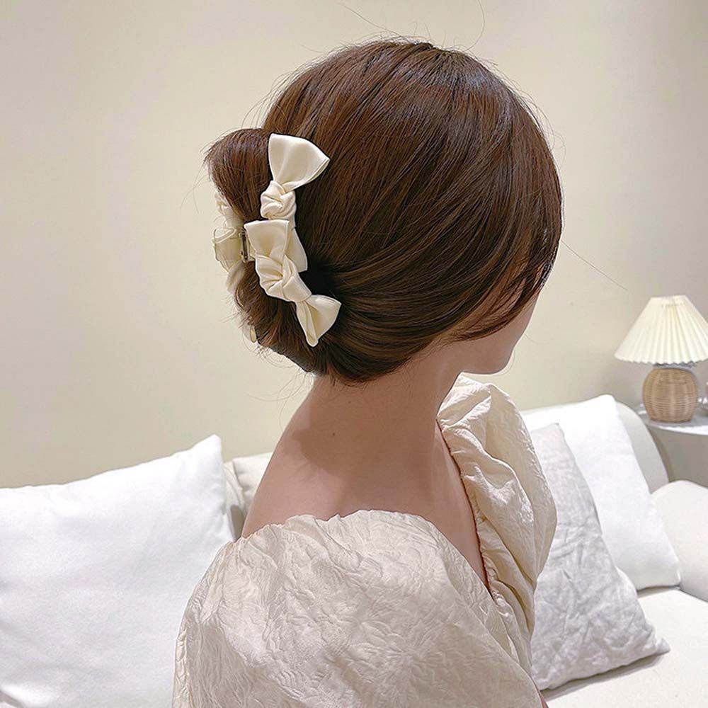 Kẹp tóc càng cua bằng satin màu sắc đơn giản phong cách Hàn Quốc cho nữ