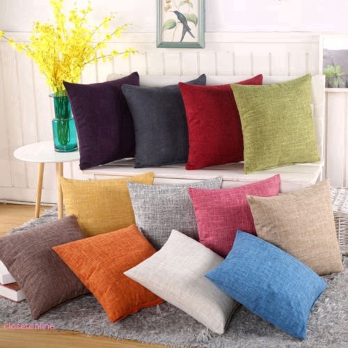 Vỏ áo gối vải cotton linen màu trơn dành cho gối cushion ghế sofa