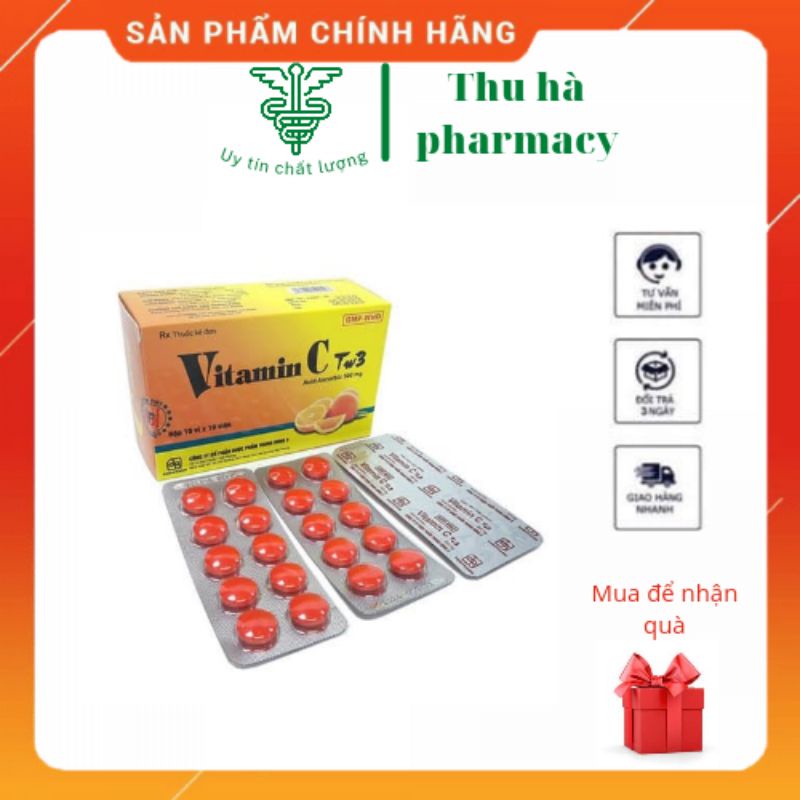 [ CHÍNH HÃNG ] Vitamin C TW3 500mg tăng cường đề kháng hộp 100 viên