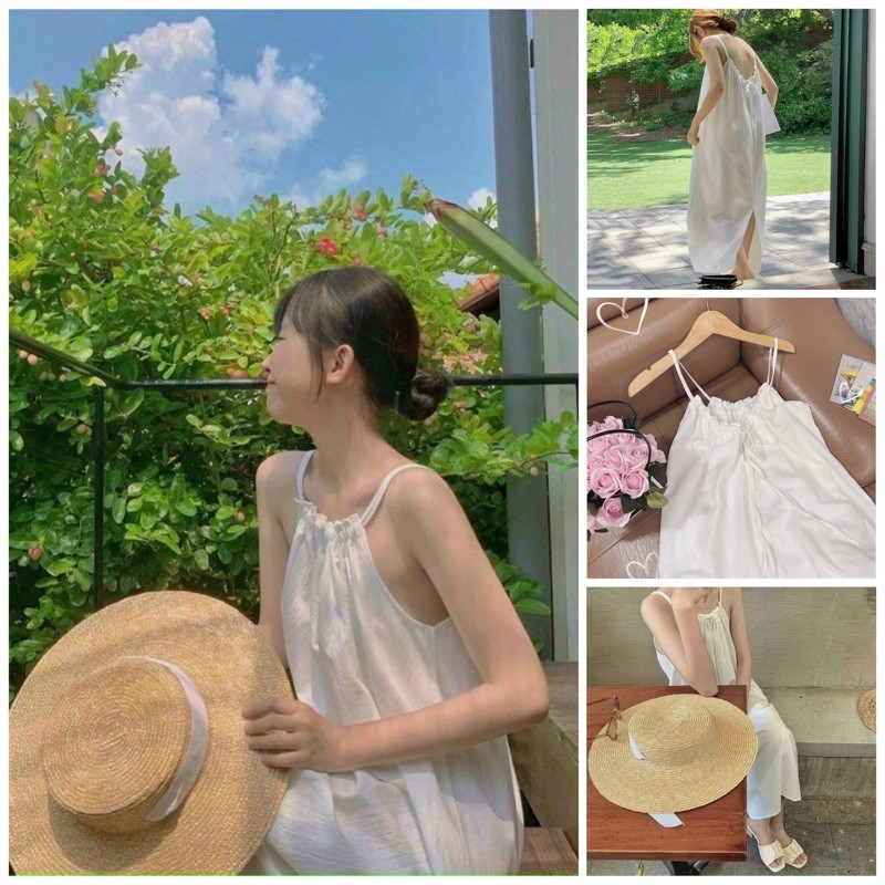 (loại 1) ĐẦM MAXI TRẮNG RÚT DÂY HỞ LƯNG (ẢNH THẬT Ở CUỐI) - HÀNG VỀ LIÊN TỤC MỖI 2 NGÀY