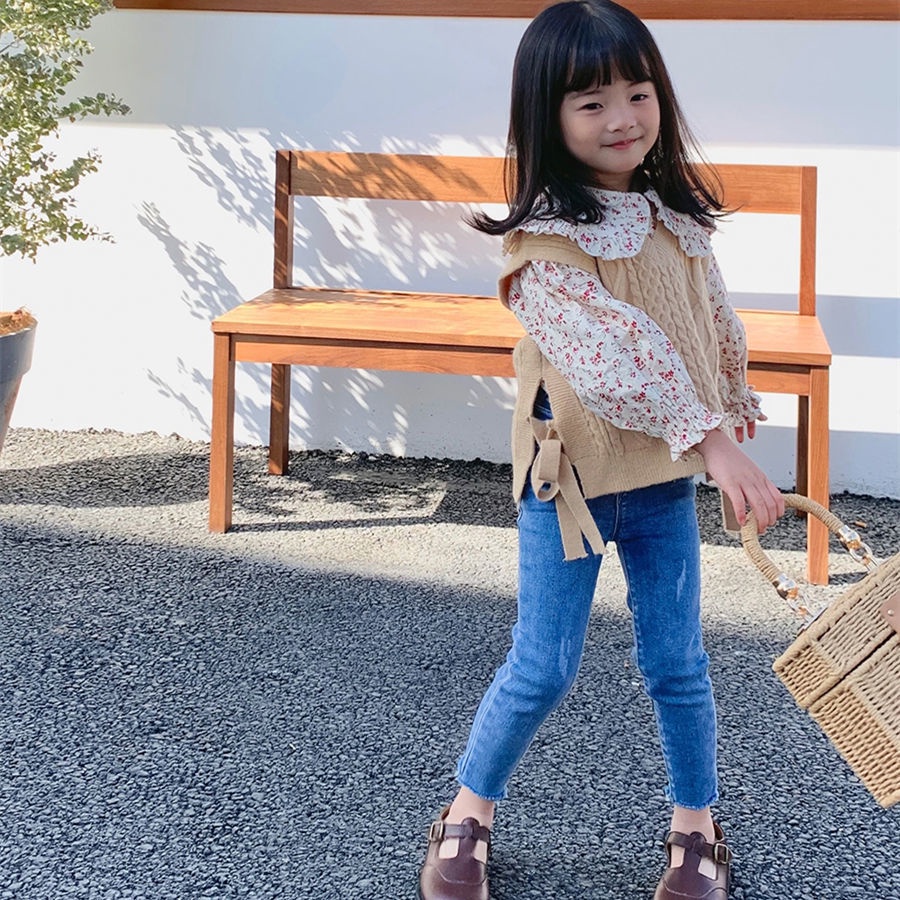 Quần Legging Bé Gái Quần Jean Dài Lưng Cao Thiết Kế Dễ Thương Cho Bé Gái