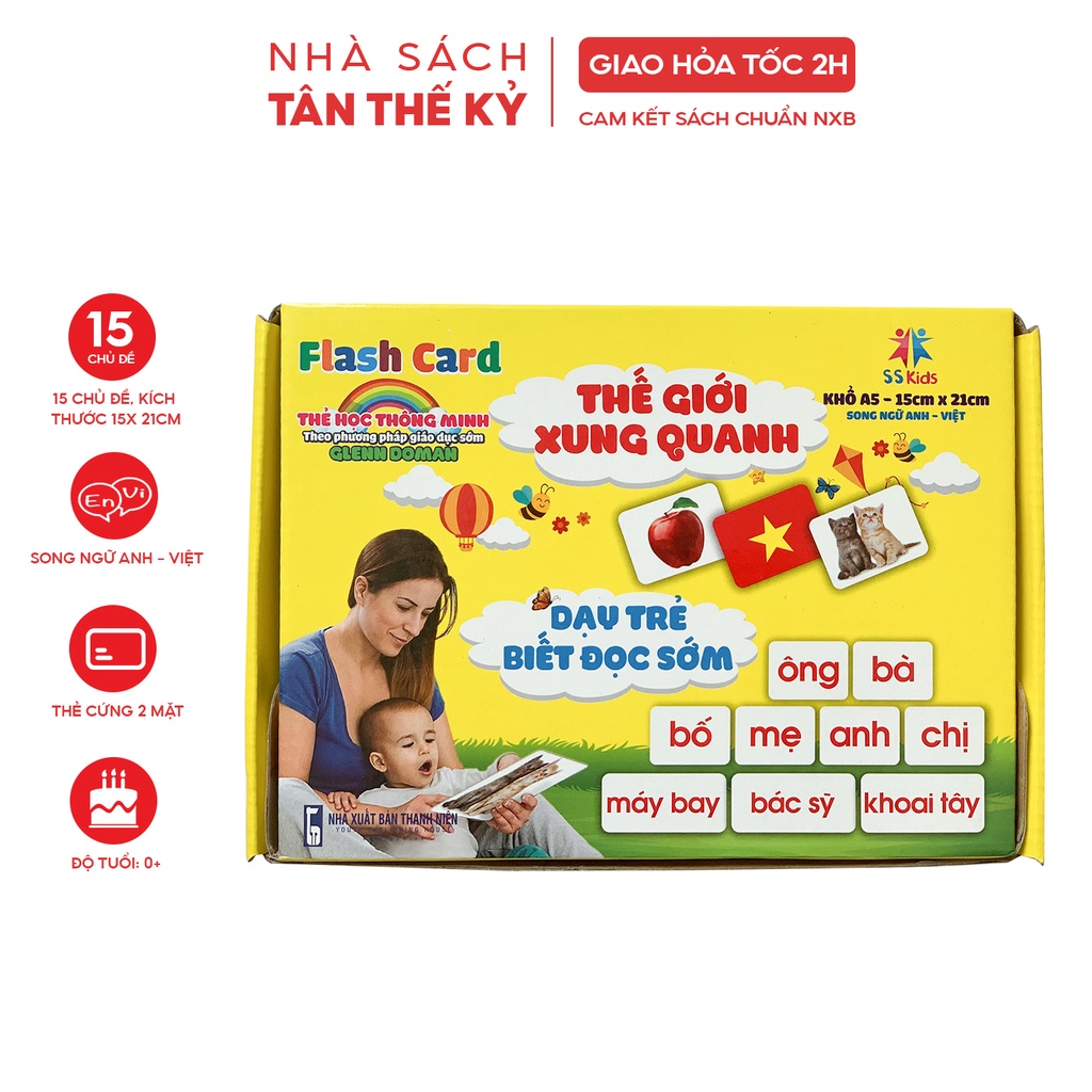 Bộ thẻ Flashcard Việt Hà Thế giới xung quanh dạy trẻ biết đọc sớm khổ A5 song ngữ Anh Việt phương pháp Glenn Doman