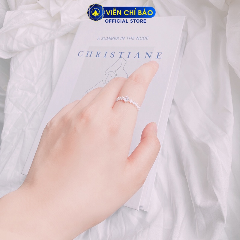 Nhẫn bạc nữ viền đính đá lấp lánh chất liệu bạc 925 thời trang phụ kiện trang sức nữ Viễn Chí Bảo N400345x1
