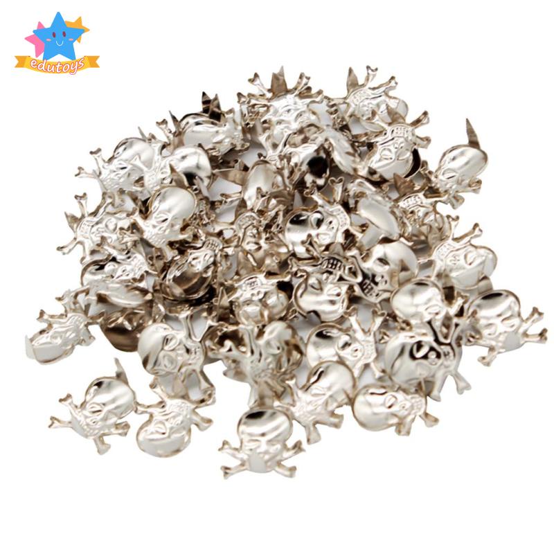 Set 50 Đinh Tán Hình Đầu Lâu Bằng Bạc Phong Cách Punk Rock Dùng Để Trang Trí Giày Da /