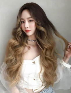 Tóc giả xù ❤️FREESHIP❤️- tóc cả đầu xù dợn 2 mái omber rêu - 8257