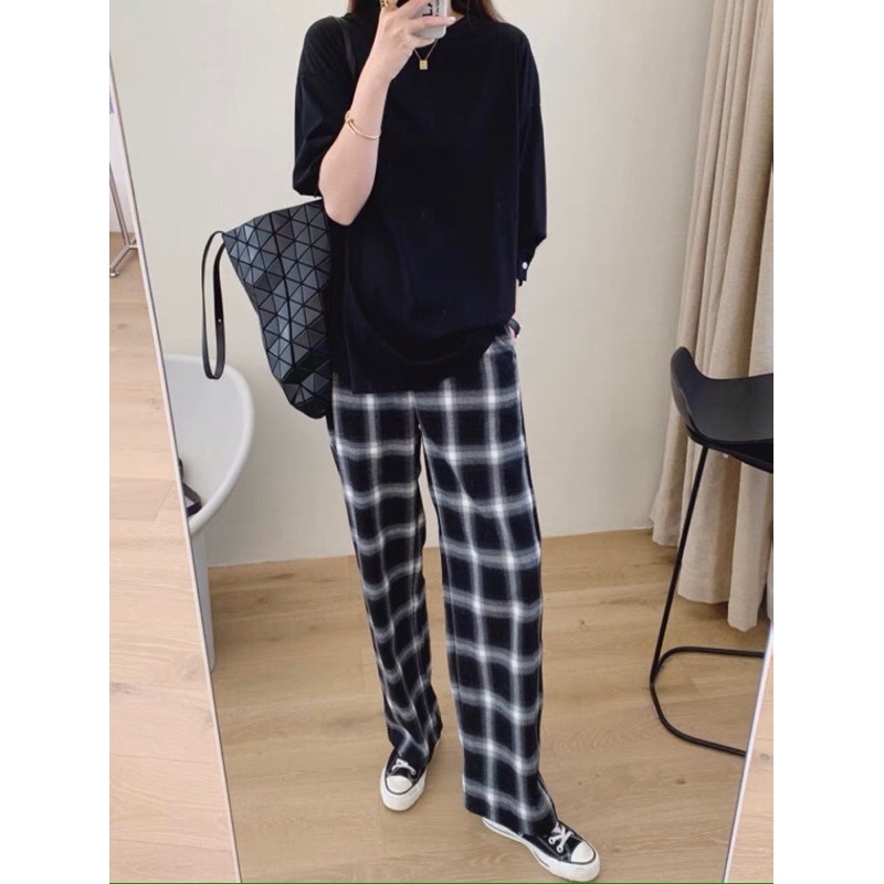 QUẦN SỌC CARO ỐNG RỘNG DÀNH CHO NỮ | BigBuy360 - bigbuy360.vn