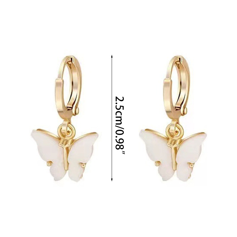 Bông Tai Kim Loại Dáng Dài Hình Bướm Màu Sắc Thời Trang 2022