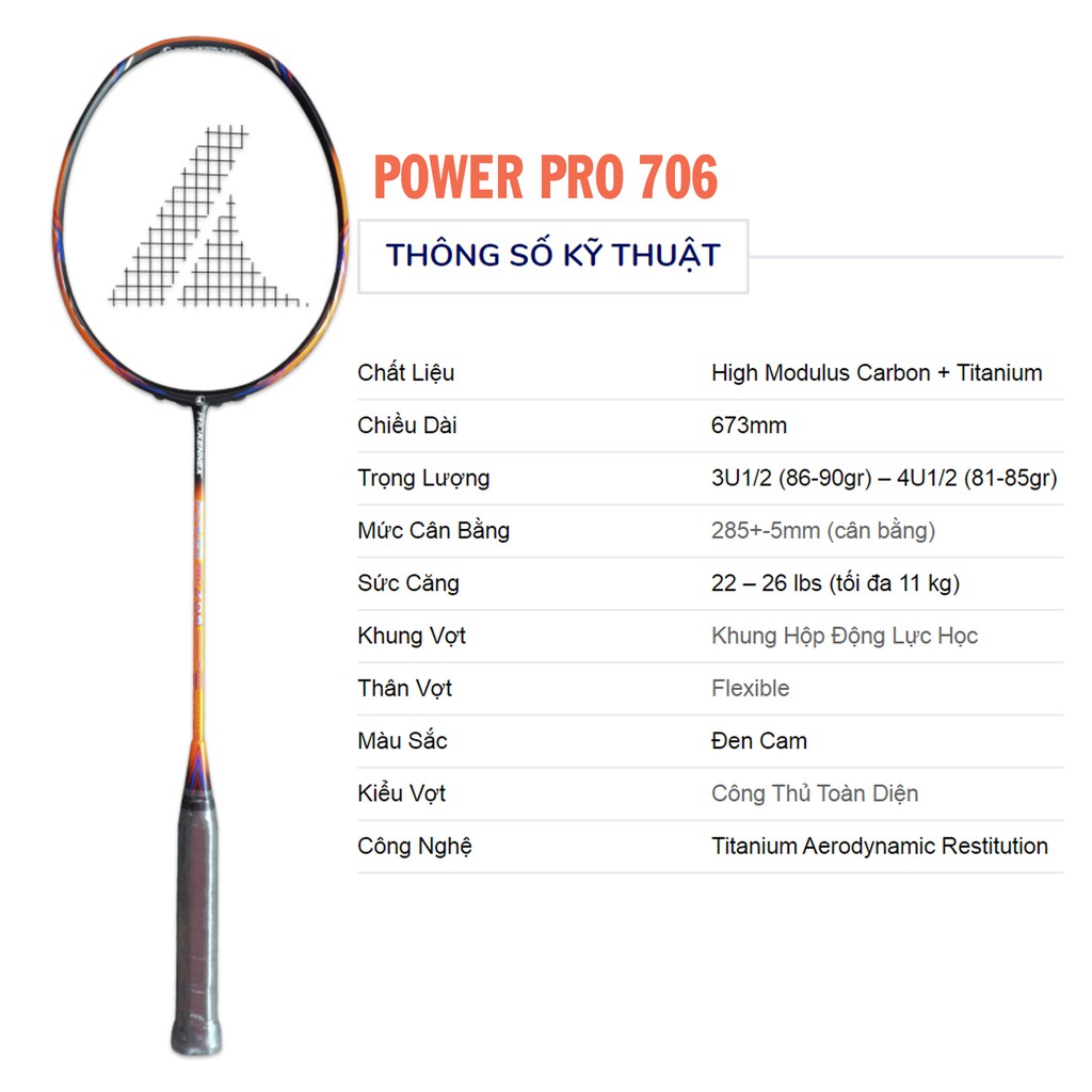 Vợt cầu lông ProKennex POWER PRO 706 1 Vợt 1 Túi [Chính hãng] [Ảnh thật] [Có bảo hành] [Có sẵn] [Rẻ vô địch]