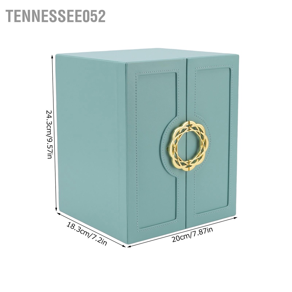 [Hàng HOT] Hộp Đựng Trang Sức Bằng cao cấp bọc da 5 tầng Hai Cửa Màu Xanh Lá Phong Cách Châu Âu sang trọng【Tennessee052】