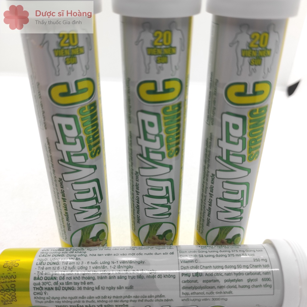 Viên sủi MyVita Strong C (Sả - Gừng – Chanh) 20 viên/tuýp - Bổ sung Vitamin C - Tăng cường đề kháng
