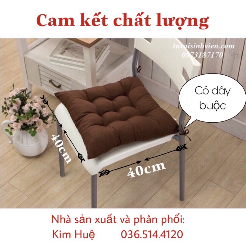 Đệm ngồi bệt tròn, nệm lót ghế vuông ngồi bàn trà nhật , trang trí quán cafe, trà sữa 40x40cm có dây buộc mã ĐD