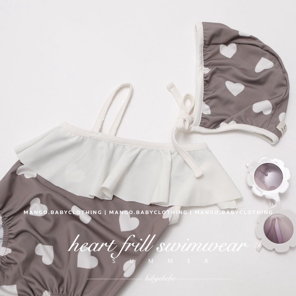 Đồ bơi bé gái với điển nhấn bèo nhún đáng yêu Peach Unbal - Hibyebebe