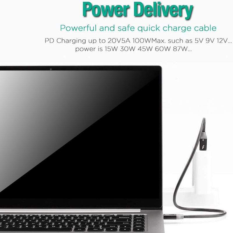 Cáp Sạc Nhanh 40gbps Pd 5a 100w C Sang Cport 4k 5k Hd Cho Macbook Pro Imac Thunder 3 (Black 3ft)