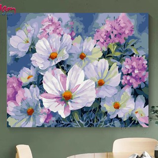 (Loại khung dày 2.5cm) Tranh sơn dầu số hóa HL4379 tranh hoa đã căng khung và đầy đủ phụ kiện, sơn bóng