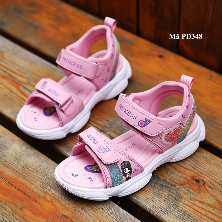 Giày sandal cho bé gái cao cấp siêu nhẹ êm màu hồng từ 3-12 tuổi - PD348