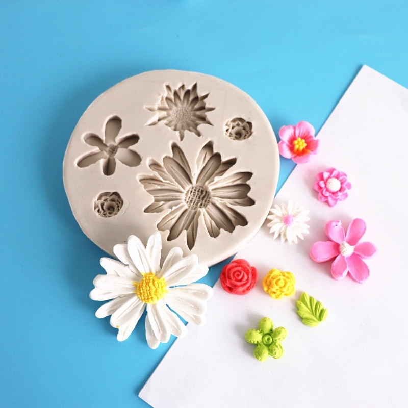 khuôn silicon hoa cúc size đại trang trí bánh