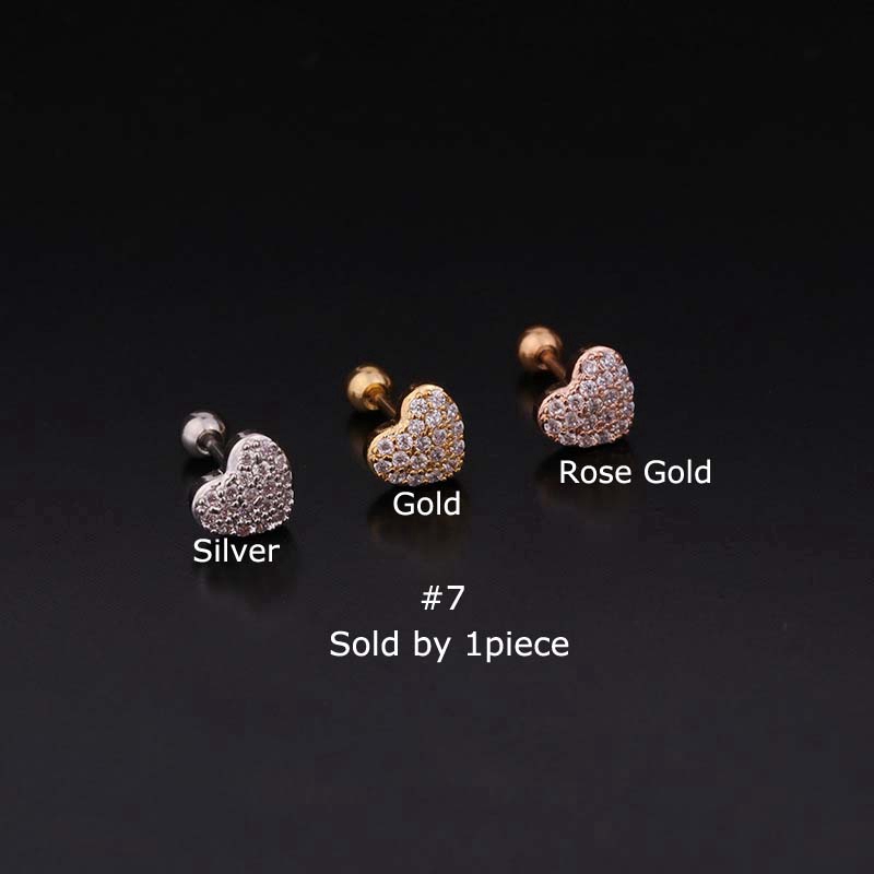1 Khuyên tai thép không gỉ nhiều màu sắc 6mm 20g