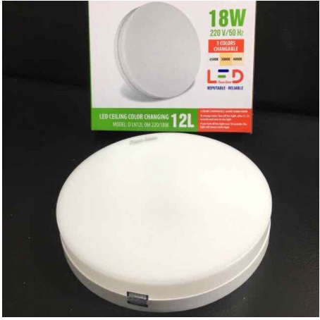 Đèn ốp hiên cầu thang , Đèn LED ốp trần tràn viền DLN 12 Vuông/ tròn 18w chính hãng rạng đông