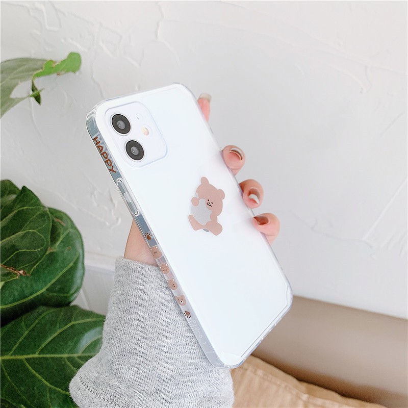 Ốp điện thoại trong suốt họa tiết gấu cho iPhone 11 Pro Max / iPhone12 / iPhone X / iPhone 7 Plus / iPhone 8 / iPhone 6