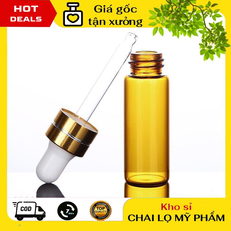 Lọ Chiết Serum ❤ GIÁ TẬN GỐC ❤ Lọ đựng tinh dầu thủy tinh mỏng bóp giọt Khoen Vàng 2ml/3ml/5ml chiết mỹ phẩm