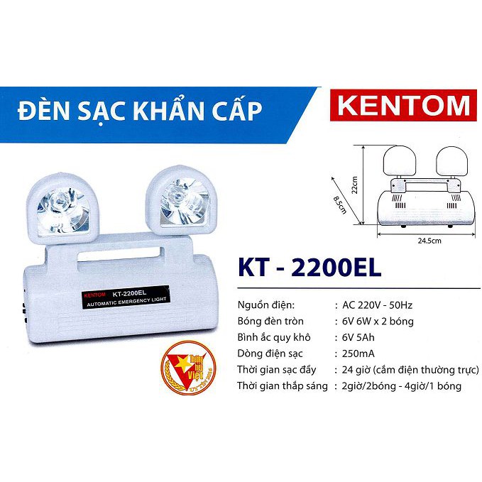 Đèn Sạc Khẩn Cấp Kentom KT 2200 - PTV