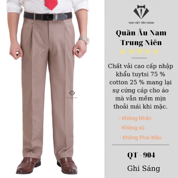 Quần tây nam trung tuổi dáng xuông cao cấp vải tuýt si vest việt tiến thành