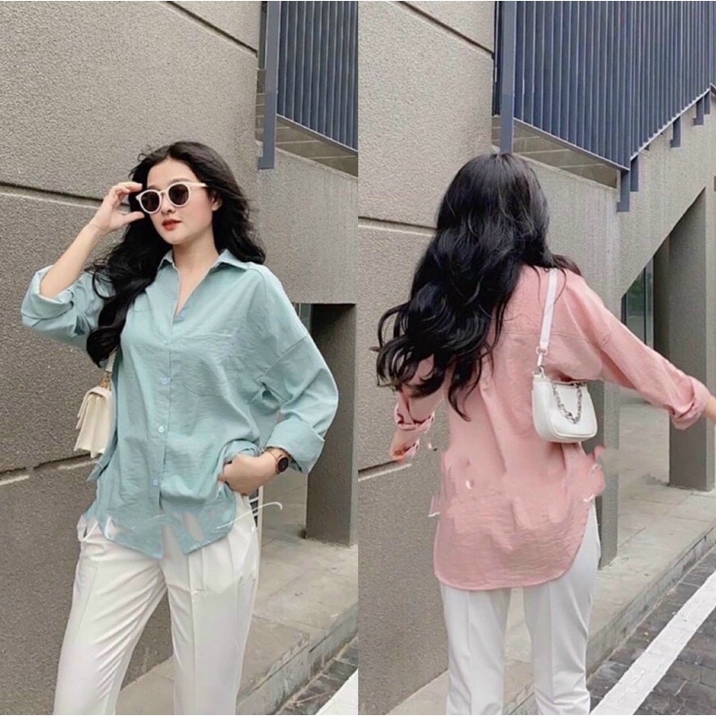 áo sơ mi nữ dài tay chất đũi vạt đuôi tôm hàng đẹp nhiều màu trẻ trung - Chuchaclothing