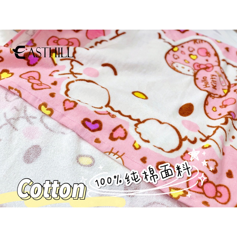 SANRIO Khăn Tắm Cotton Thấm Hút Tốt In Họa Tiết Hoạt Hình Hello Kitty Mymelody Cinnamoroll Kuromi Đáng Yêu Cho Bé Gái