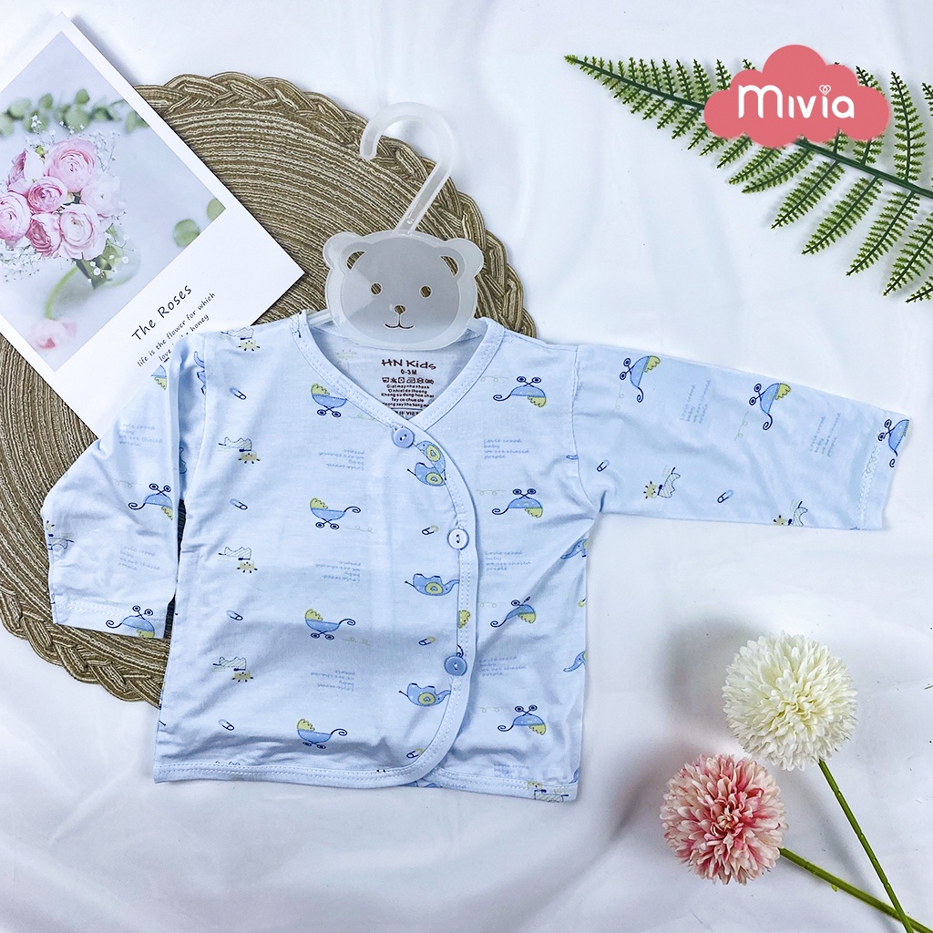 Áo Sơ Sinh, áo sơ sinh dài tay, áo thun lạnh cho bé HN kids khuy cài lệch, loại cao cấp