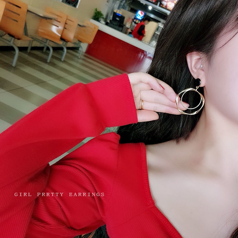 Khuyên Tai Tròn Mạ Bạc Phong Cách Âu Mỹ Thời Trang 2022 Mới Cho Nữ