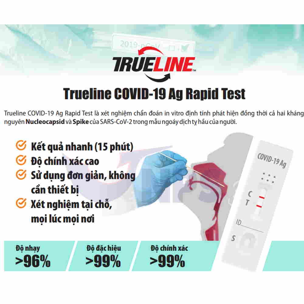 Test nhanh,kit test nhanh Covid kháng nguyên Trueline covid-19 Ag đã được Bộ Y Tế cấp phép