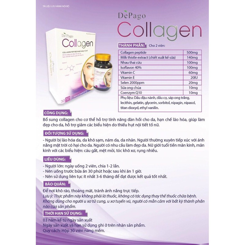 Dé pago collagen - collagen peptide nhập khẩu từ mỹ ( vitamin c, selen, collagen, vitamin e, coenzyme q10, nhau thai cừu