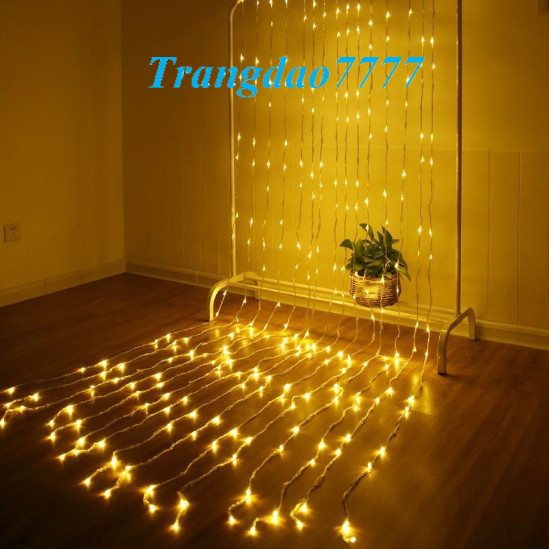 Dài 3M*2.2M 10 Sợi Đèn Led Fairy Light Trang Trí Tiệc Sân Vườn Noel Lễ Tết Rèm Đèn Led Thác Nước Chảy