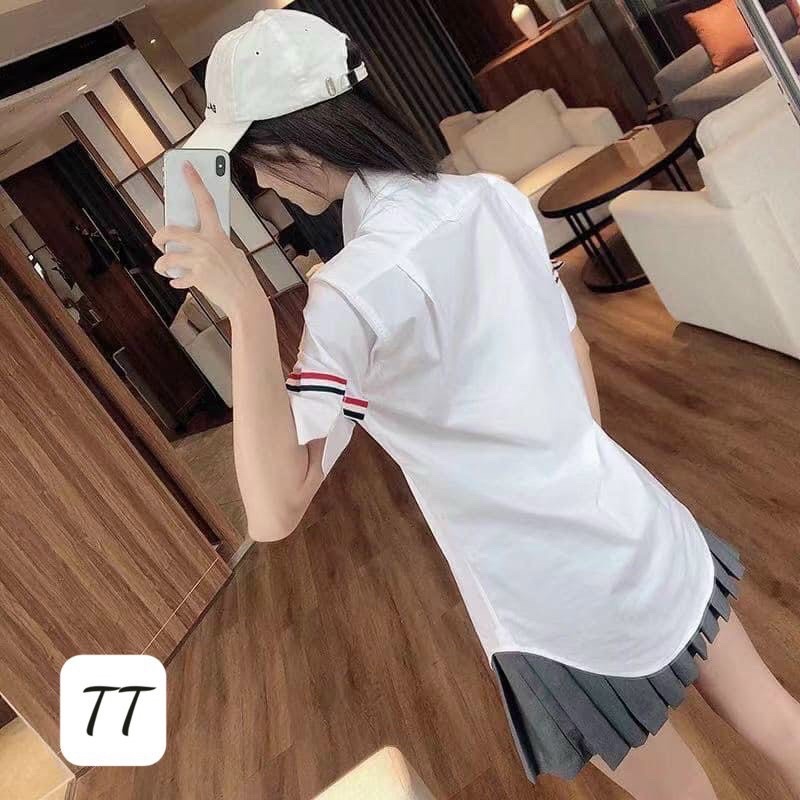 ÁO SƠ MI TRĂNG THORN CỘC TAY ĐUÔI TÔM MS14927