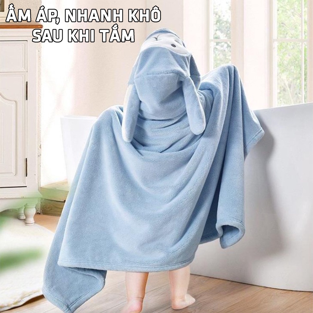 Khăn Choàng Tắm Vải Cotton Lông Cừu Cao Cấp Siêu Mềm Mại Siêu Thấm Hút Tốt Dành Cho Bé Sơ Sinh, Trẻ Nhỏ