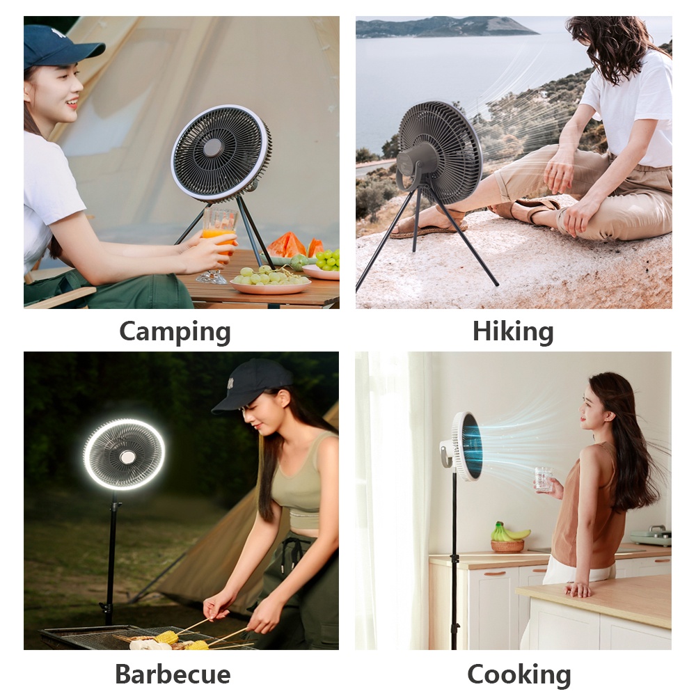 Quạt Đứng Không Dây Sạc Usb Kích Thước Lớn Có Thể Sạc Lại Kèm Đèn Tiện Dụng