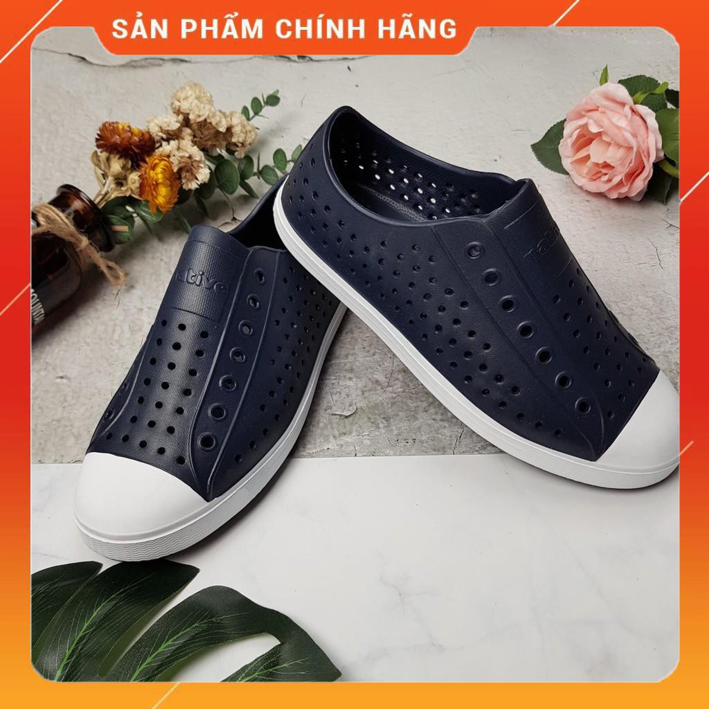 [FULL HỘP] Giày nhựa đi mưa Native - Chất liệu nhựa xốp siêu nhẹ, không thấm nước - Màu xanh navy viền trắng