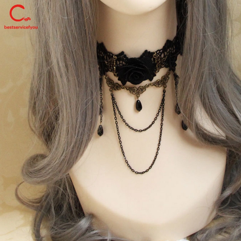 Vòng choker đeo cổ thiết kế phối dây xích độc đáo thời trang dành cho nữ