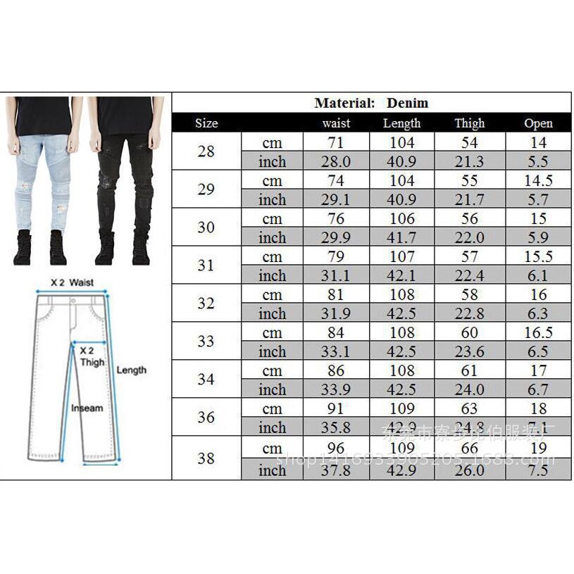 High Street Tide Brand Pure Black Slim Pants Elastic Jeans Men's Slim Ripped Jeans